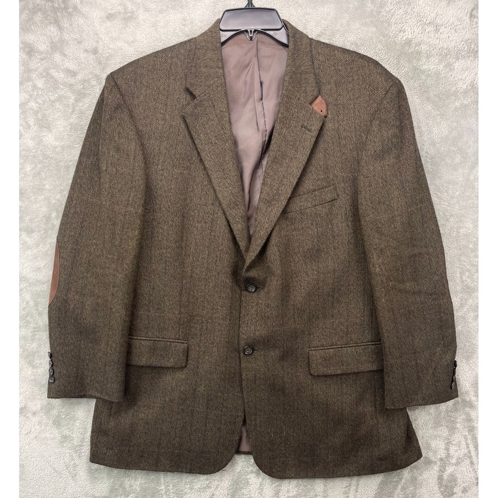 Oscar de la Rentaβ Men's Blazer 46R Brown Elbow Patch Lambswool Sport Coat